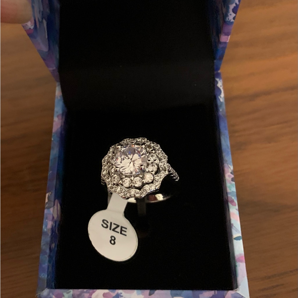 Silver Halo Cocktail Ring With Clear Crystals - Size 8 New In Box
